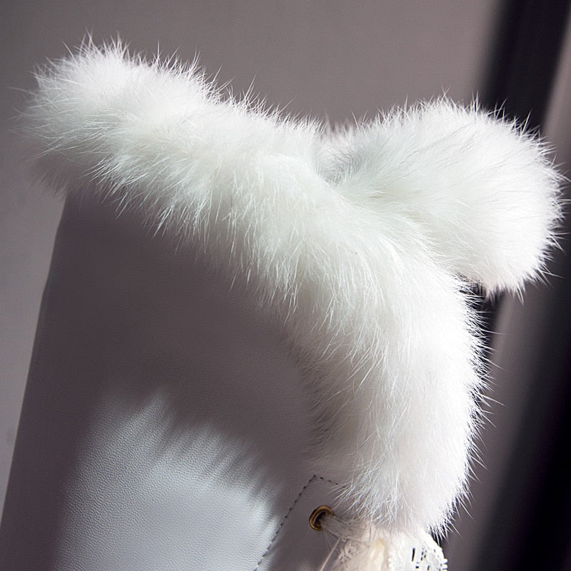 Fur Trim Long Boots For Women