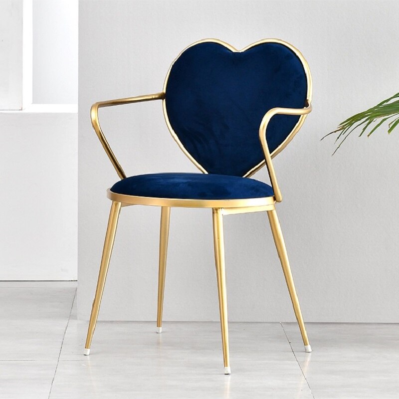 Velvet Heart-Shaped Metal Chair