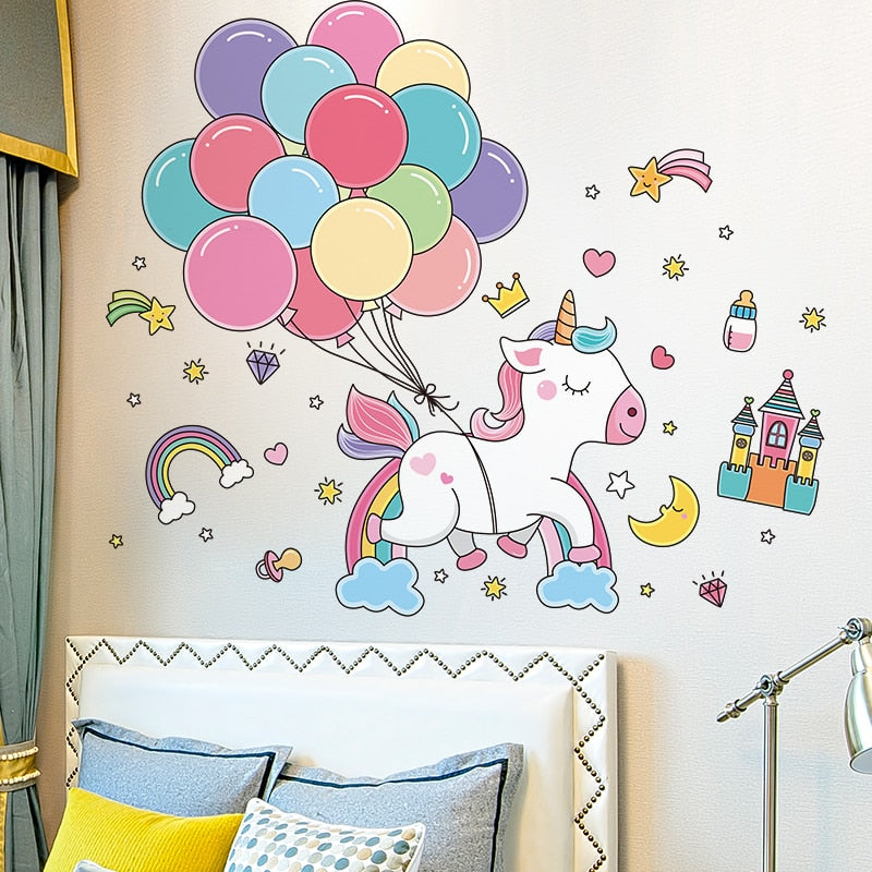 Kids and Babies Princess Unicorn Wall Art Stickers for Bedroom