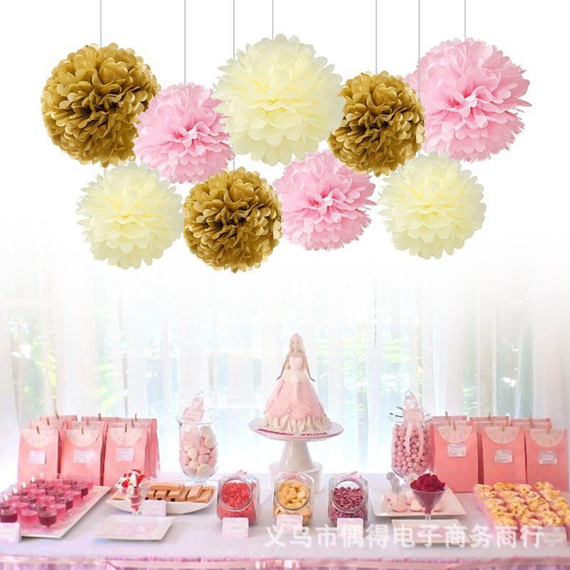 Hanging Paper Pom-Poms (9 Pieces)