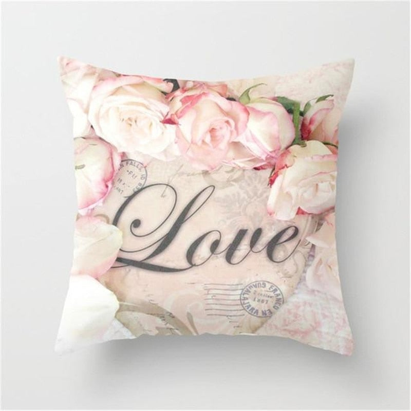 Blushing Blooms: Elegant Pink Floral Pillow Cases