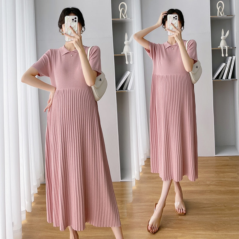 Pleated Comfy Fit Maternity Dress