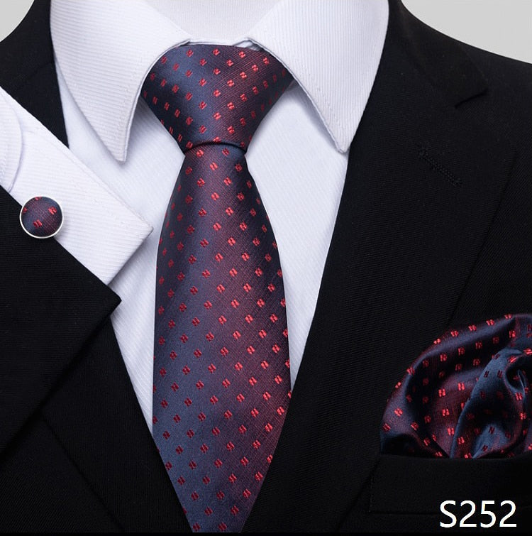 Silk Neck Tie Handkerchief & Cuff Link Set