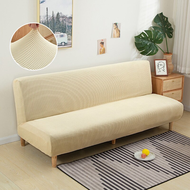 Cozy Haven: Luxe Polar Fleece Armless Sofa Bed Cover