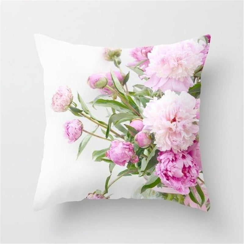 Blushing Blooms: Elegant Pink Floral Pillow Cases