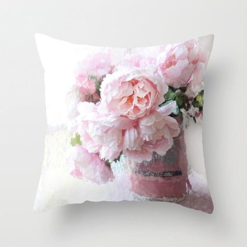 Blushing Blooms: Elegant Pink Floral Pillow Cases