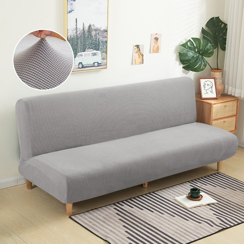 Cozy Haven: Luxe Polar Fleece Armless Sofa Bed Cover