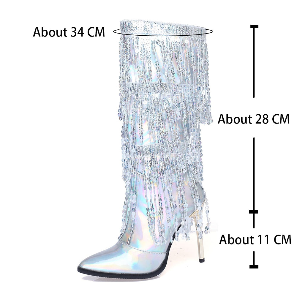 Sexy Shimmer Tassels Boots