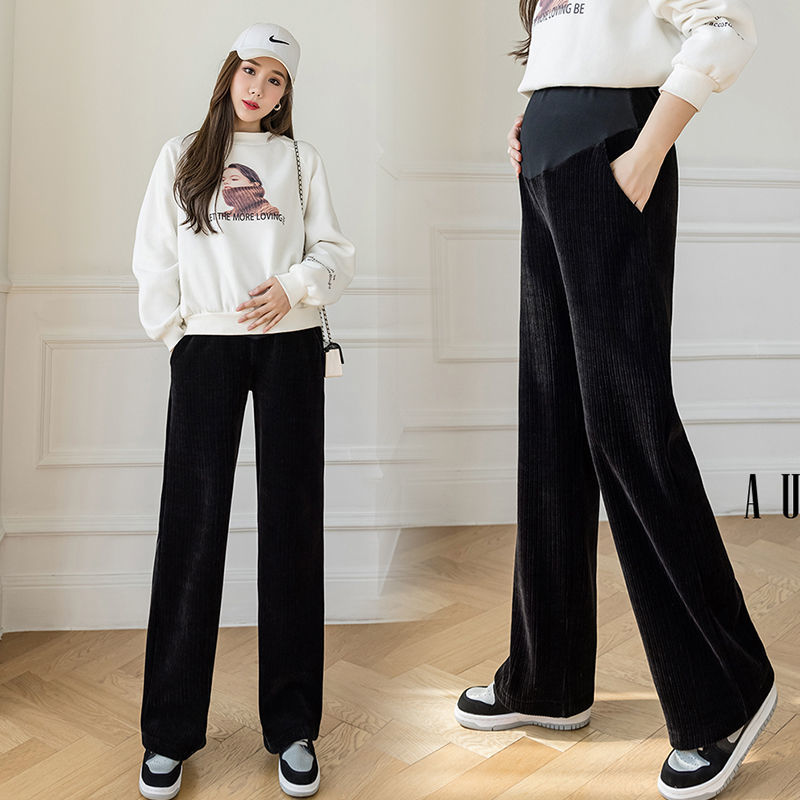 Wide Leg Corduroy Maternity Dress Pants