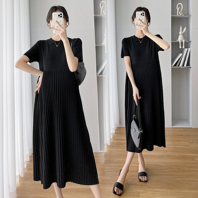 Pleated Comfy Fit Maternity Dress