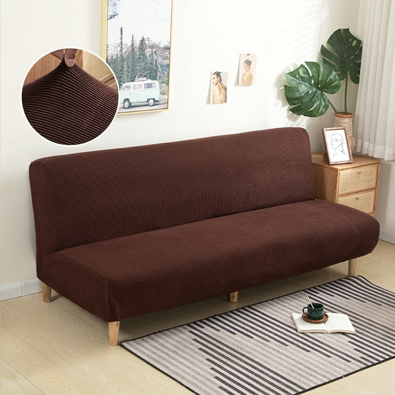 Cozy Haven: Luxe Polar Fleece Armless Sofa Bed Cover