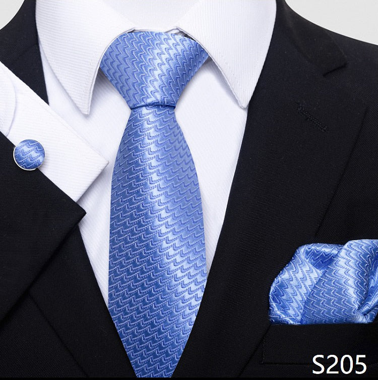 Silk Neck Tie Handkerchief & Cuff Link Set