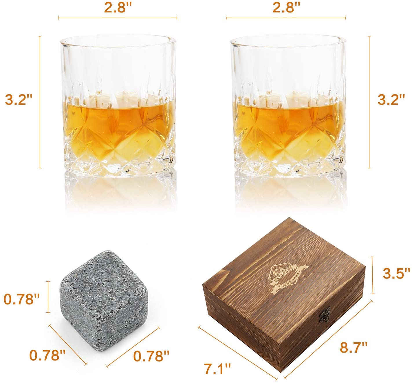 Whisky Bar Stone And Glass Set