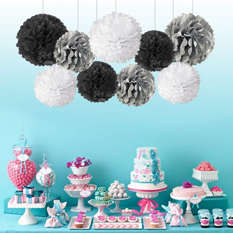 Hanging Paper Pom-Poms (9 Pieces)