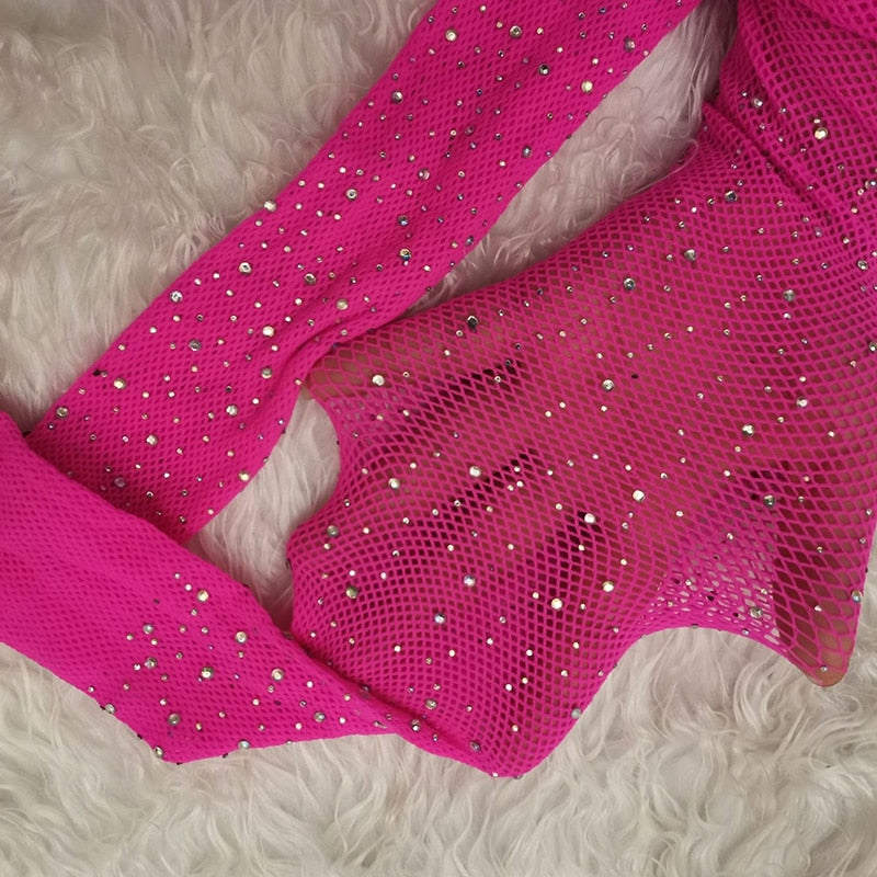 Rhinestone Mesh Tights