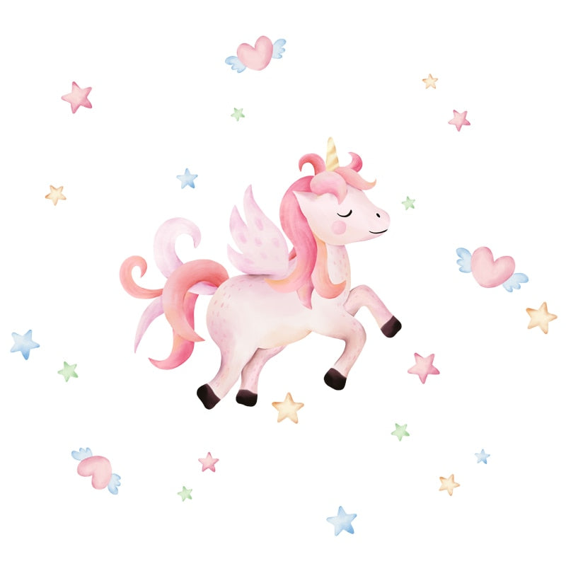 Kids Unicorn Cartoon Art Wall Stickers