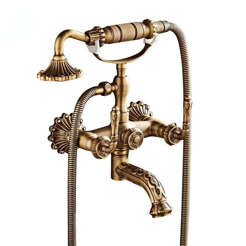 Antique Brass Bathtub Shower Faucet