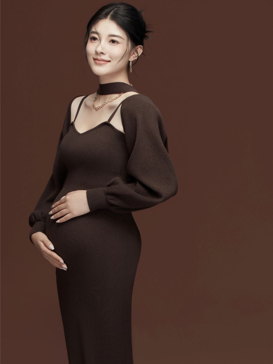 Midi Bodycon Cardigan Maternity Dress Set