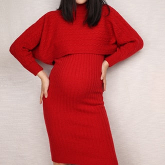 Two Piece Sweater Maternity Dress Set