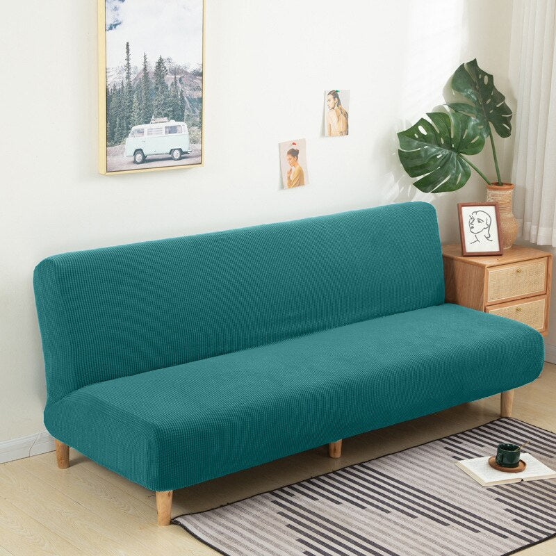 Cozy Haven: Luxe Polar Fleece Armless Sofa Bed Cover