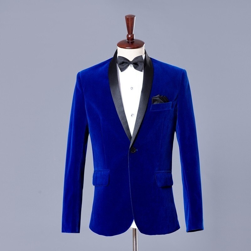 Men's Luxury Velvet Fashion Blazer Suit Jacket