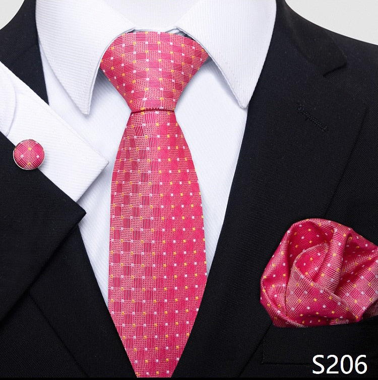 Silk Neck Tie Handkerchief & Cuff Link Set