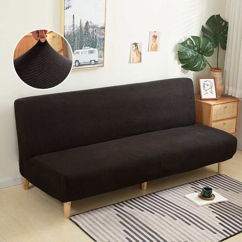 Cozy Haven: Luxe Polar Fleece Armless Sofa Bed Cover