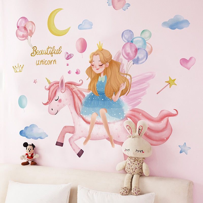 Kids Unicorn Cartoon Art Wall Stickers