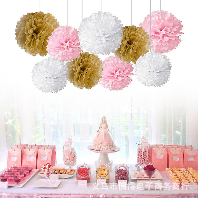 Hanging Paper Pom-Poms (9 Pieces)