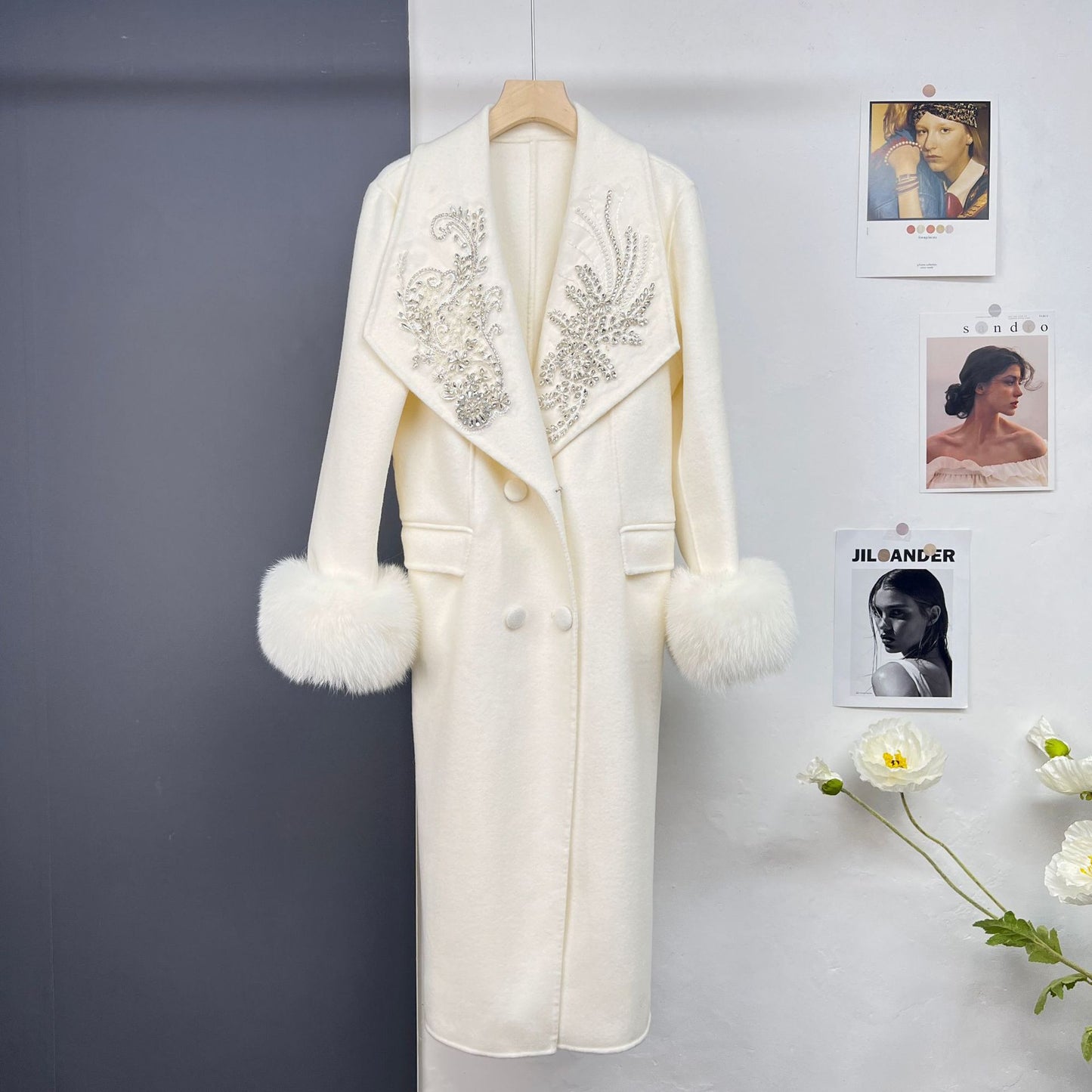 Diamond lapel Long Coat