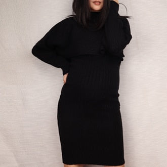 Two Piece Sweater Maternity Dress Set