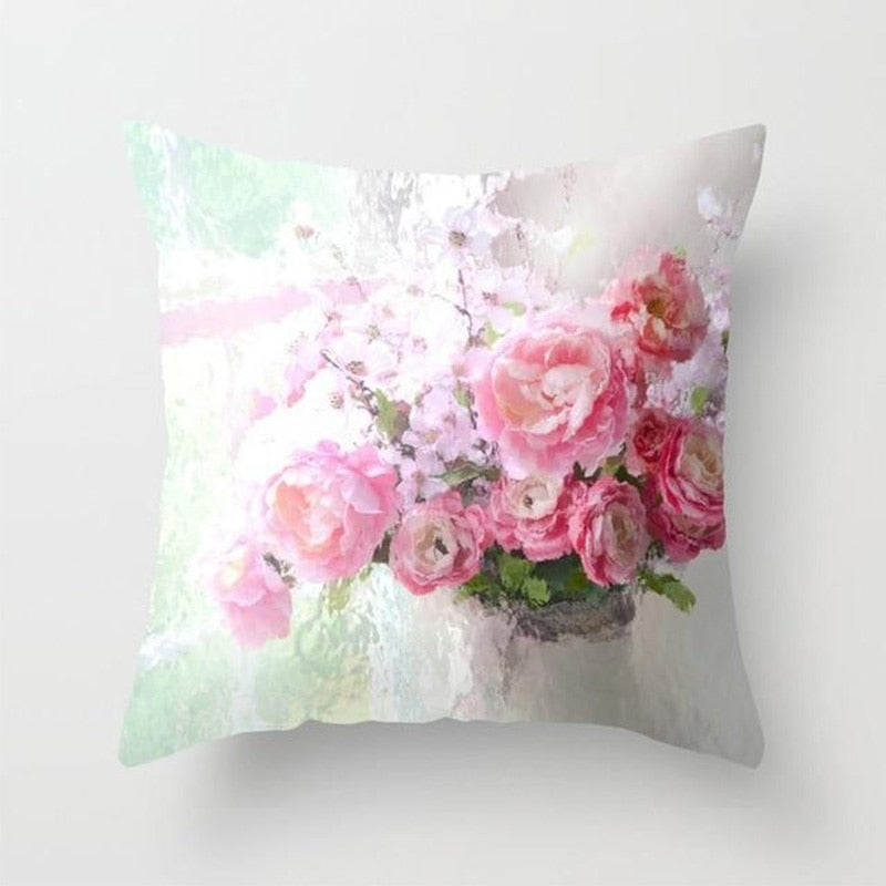 Blushing Blooms: Elegant Pink Floral Pillow Cases