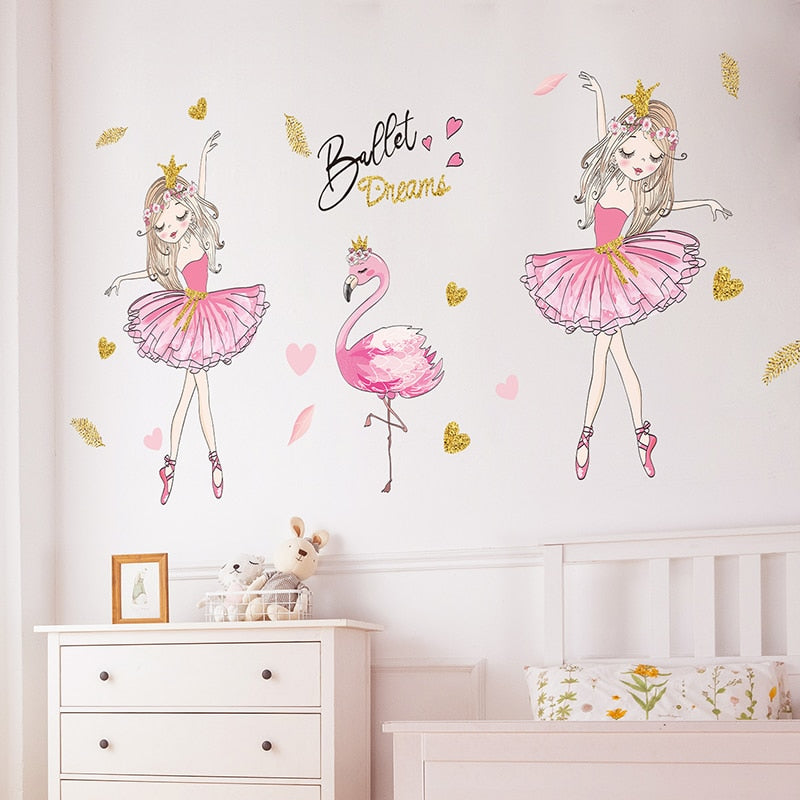 Kids and Babies Ballerina Art Wall Art Sticker Decal for Bedroom