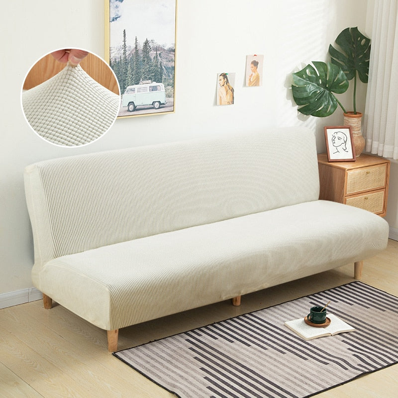 Cozy Haven: Luxe Polar Fleece Armless Sofa Bed Cover