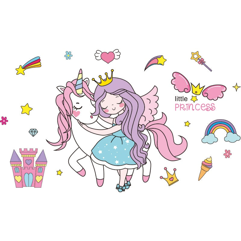 Kids Unicorn Cartoon Art Wall Stickers