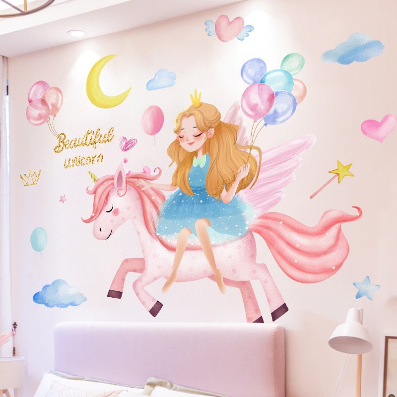 Kids Unicorn Cartoon Art Wall Stickers