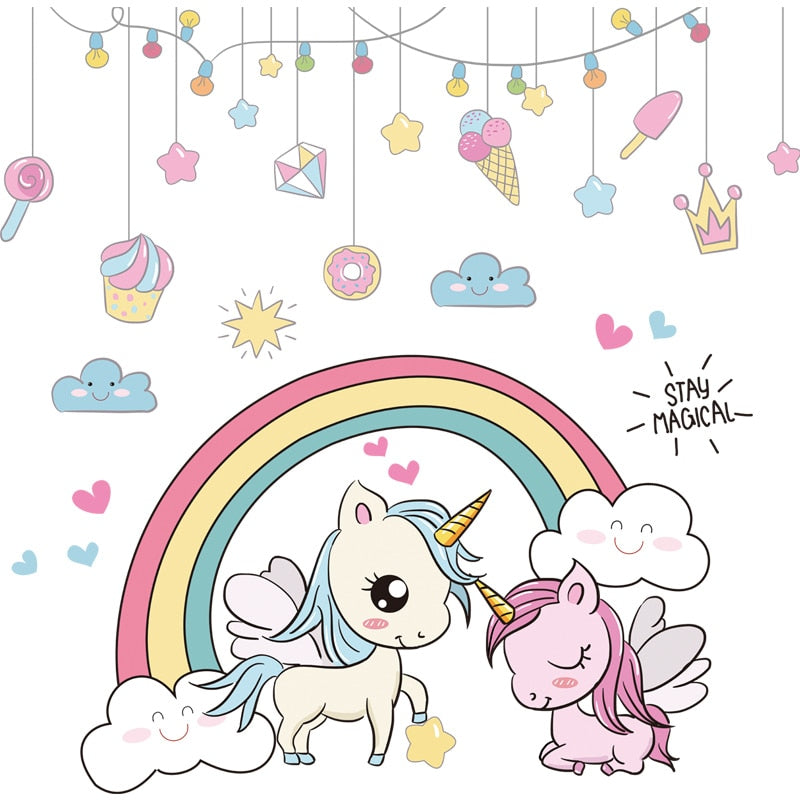 Kids Unicorn Cartoon Art Wall Stickers