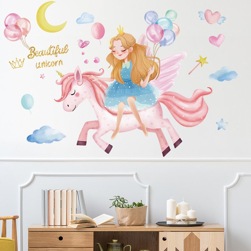 Kids Unicorn Cartoon Art Wall Stickers