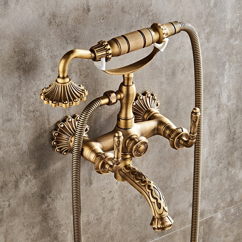 Antique Brass Bathtub Shower Faucet