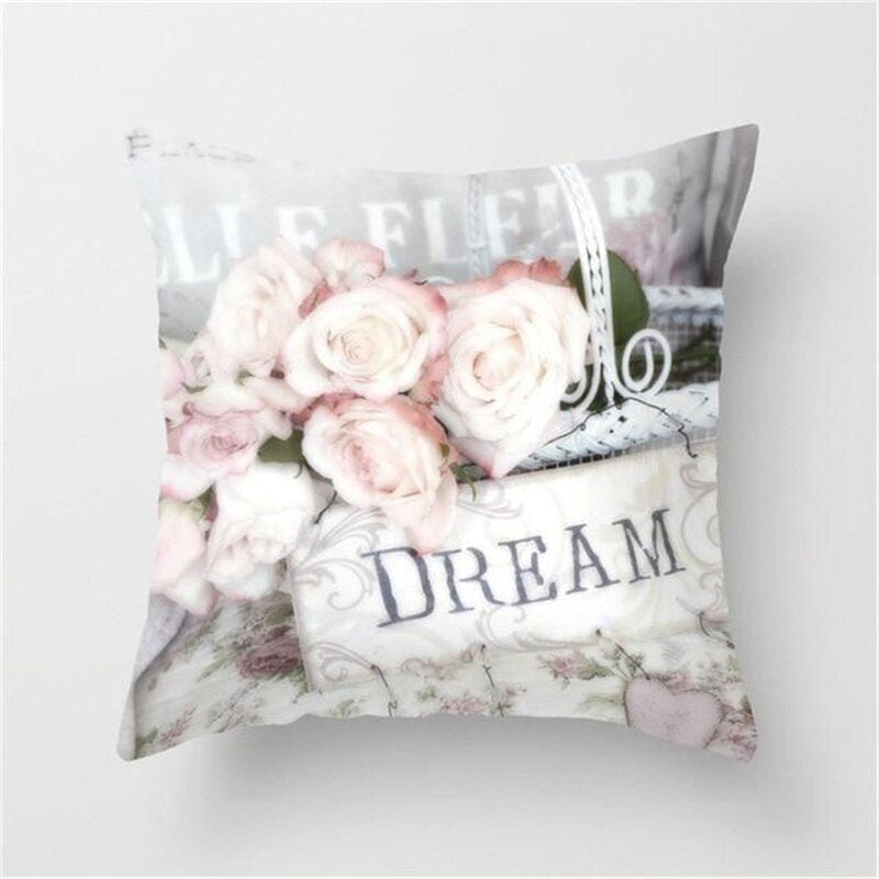 Blushing Blooms: Elegant Pink Floral Pillow Cases