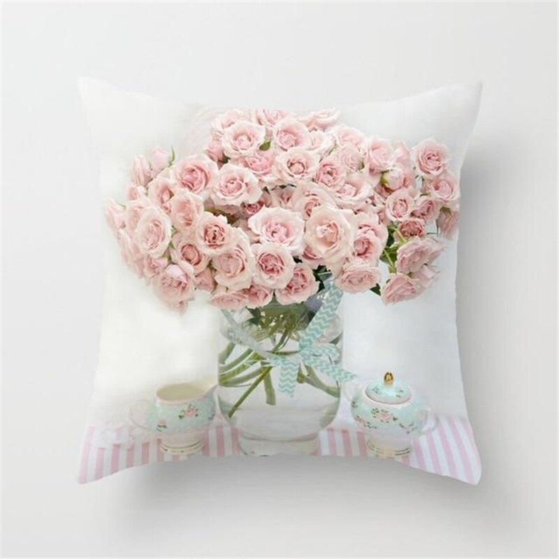 Blushing Blooms: Elegant Pink Floral Pillow Cases