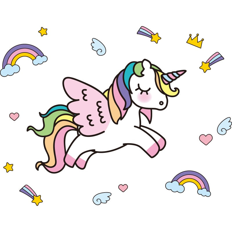 Kids Unicorn Cartoon Art Wall Stickers