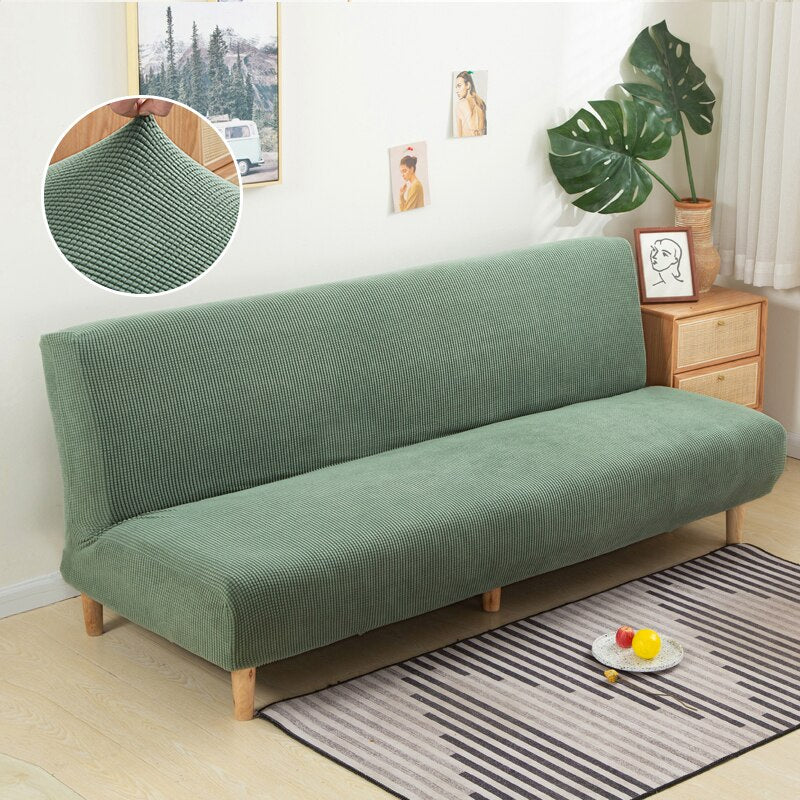 Cozy Haven: Luxe Polar Fleece Armless Sofa Bed Cover