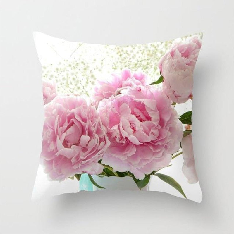 Blushing Blooms: Elegant Pink Floral Pillow Cases