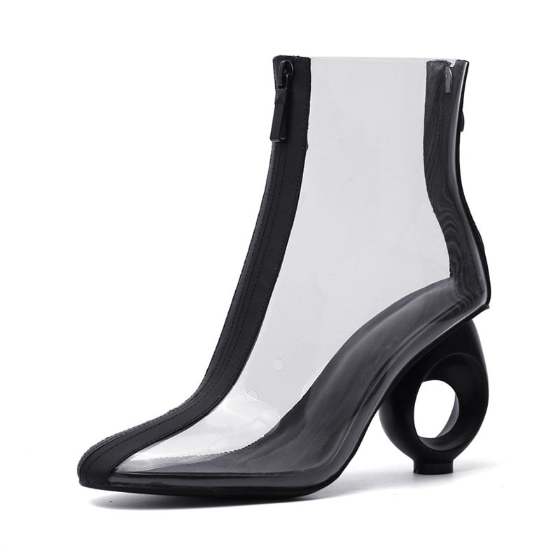 Futuristic Semi Transparent Ankle Boots