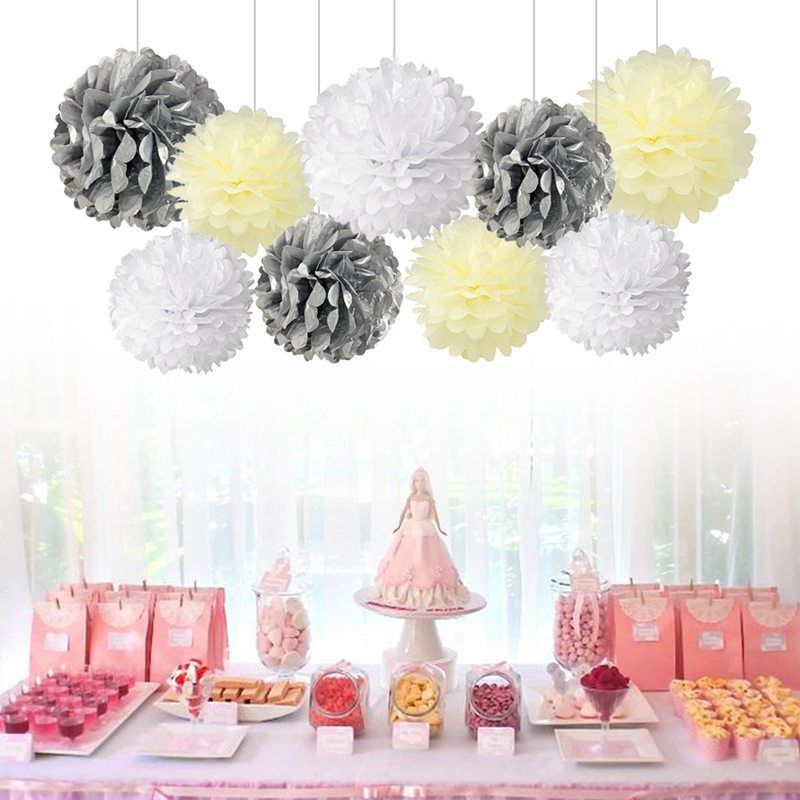 Hanging Paper Pom-Poms (9 Pieces)