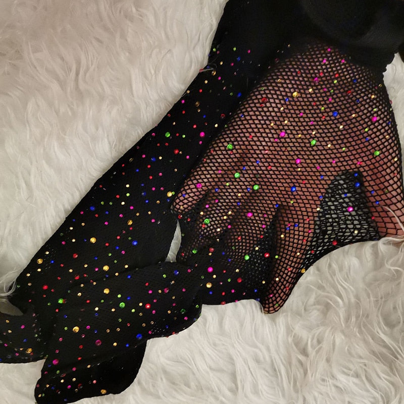 Rhinestone Mesh Tights