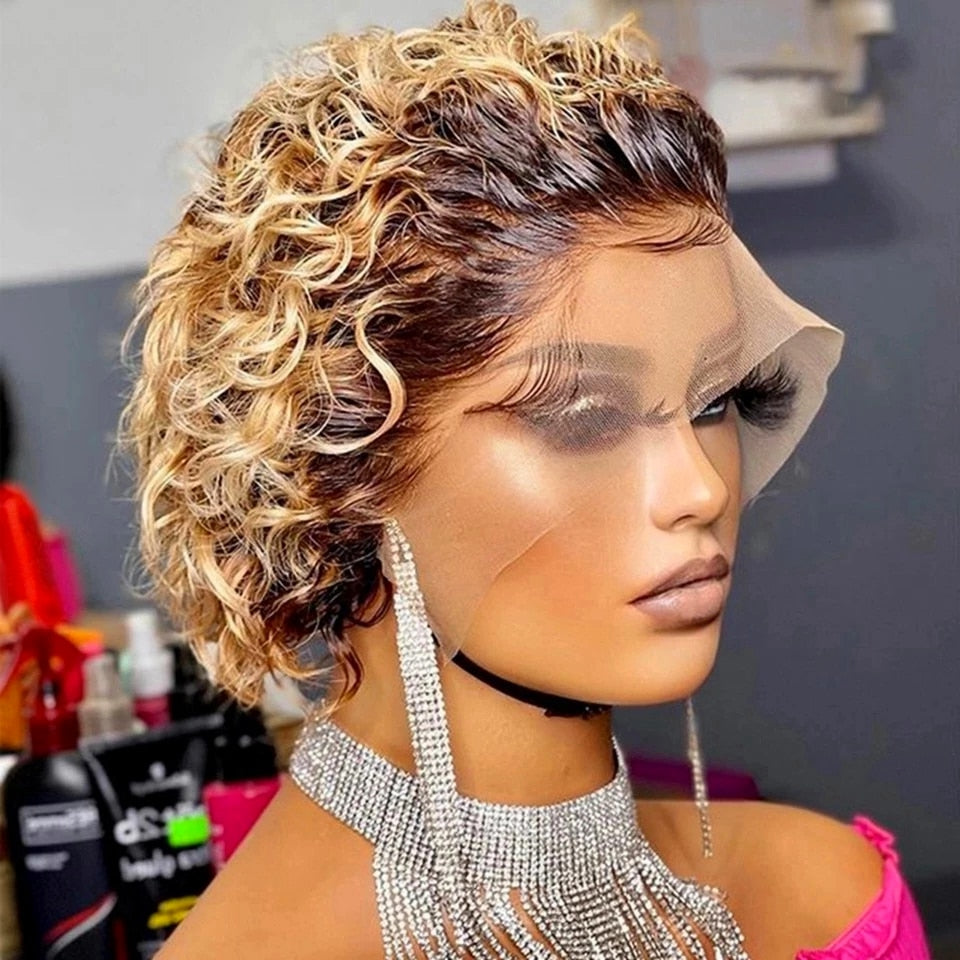 Invisible Lace Deep Wave Short Human Hair Wig