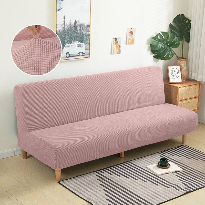 Cozy Haven: Luxe Polar Fleece Armless Sofa Bed Cover