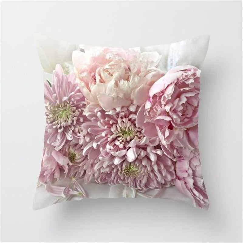 Blushing Blooms: Elegant Pink Floral Pillow Cases